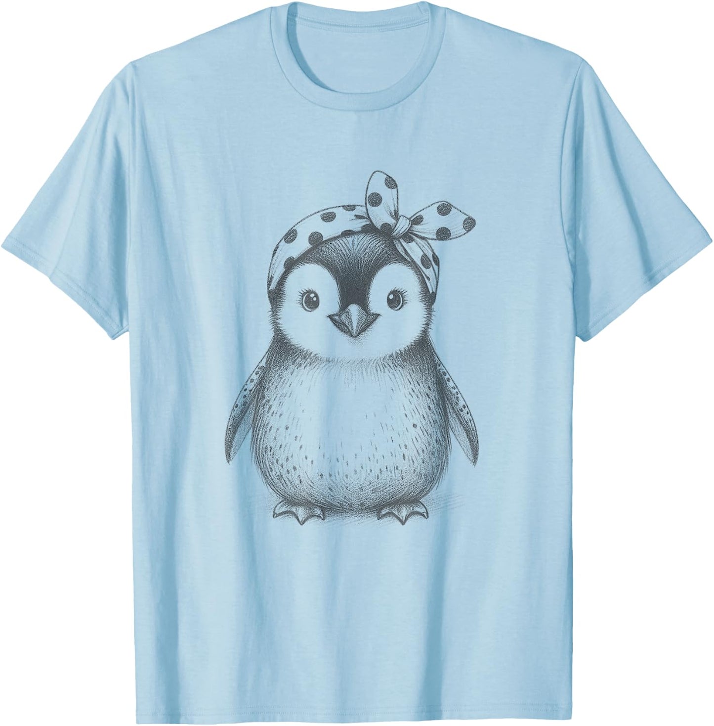 Cute Penguin Lover Design And Girls T-Shirt - T-Shirt | Light Blue
