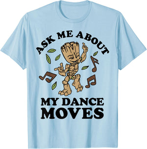 Marvel Guardians of The Galaxy Groot Ask Me About My Dance Small T-Shirt - T-Shirt | Light Blue
