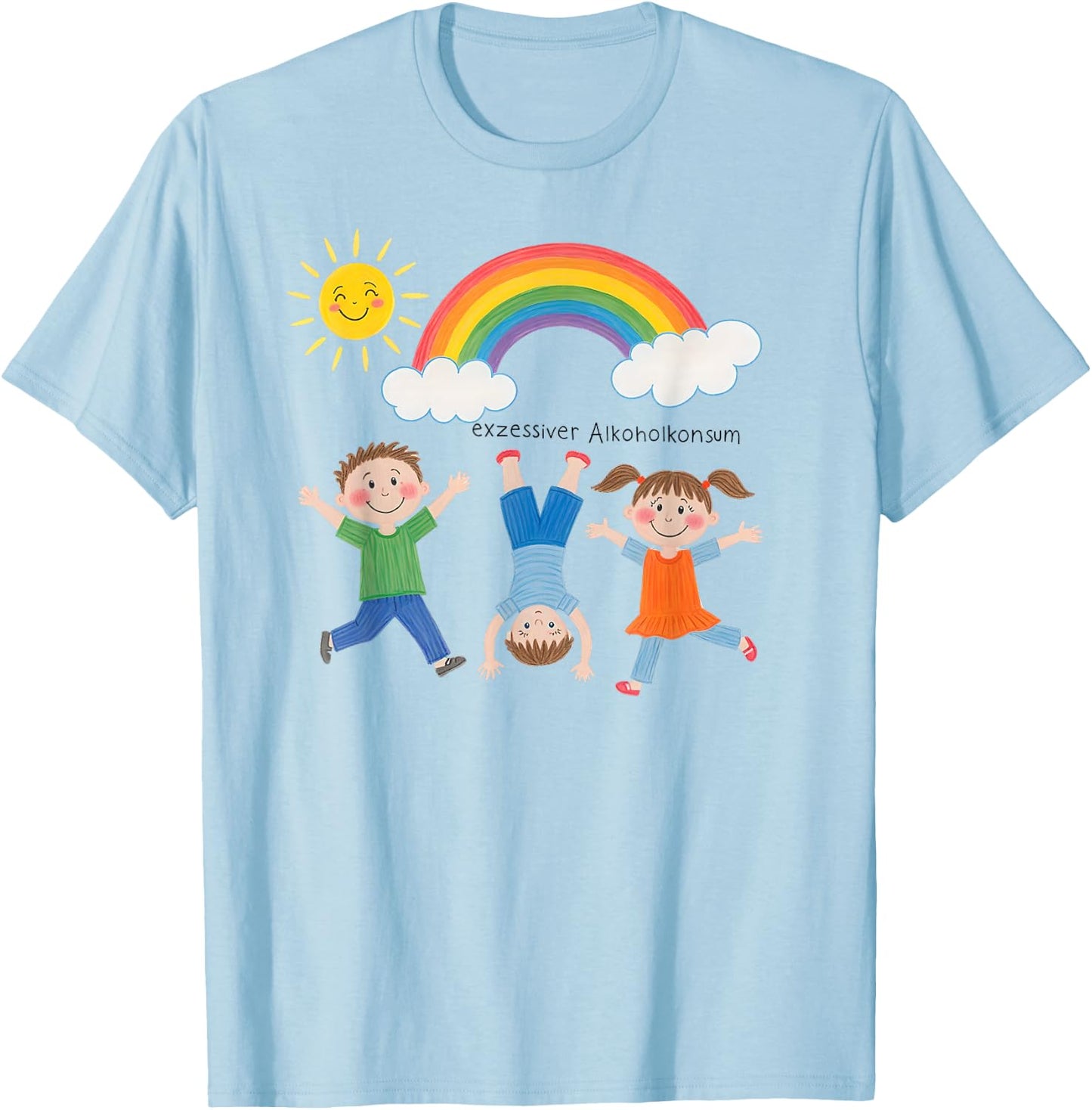Excessive Alcohol Consumption X Funny Children's Drawing T-Shirt - T-Shirt | Light Blue