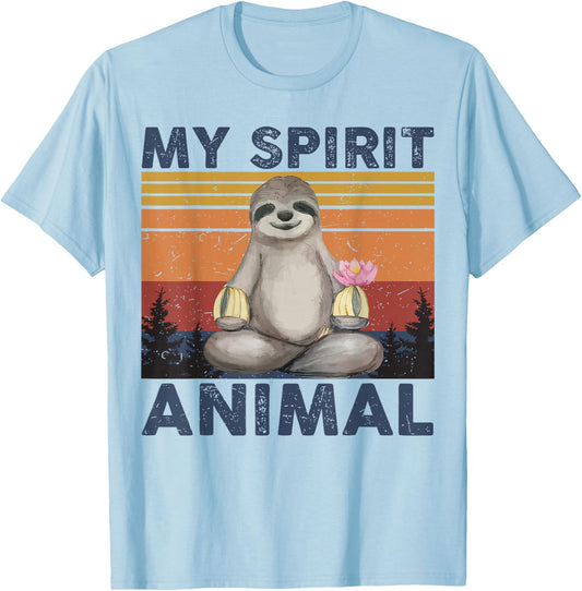 Funny My Spirit Animal Is Sloth-Shirt Men Women Sloth Yoga T-Shirt - T-Shirt | Light Blue