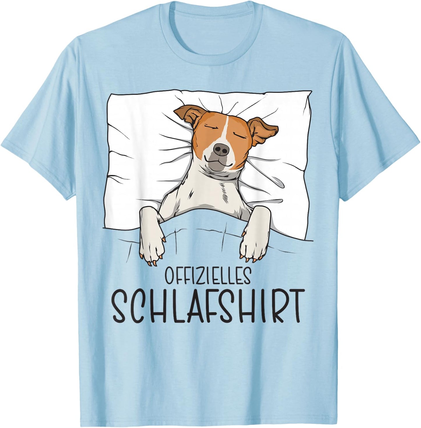 Official Jack Russel Terrier Dog Pyjamas, White T-Shirt - T-Shirt | Light Blue