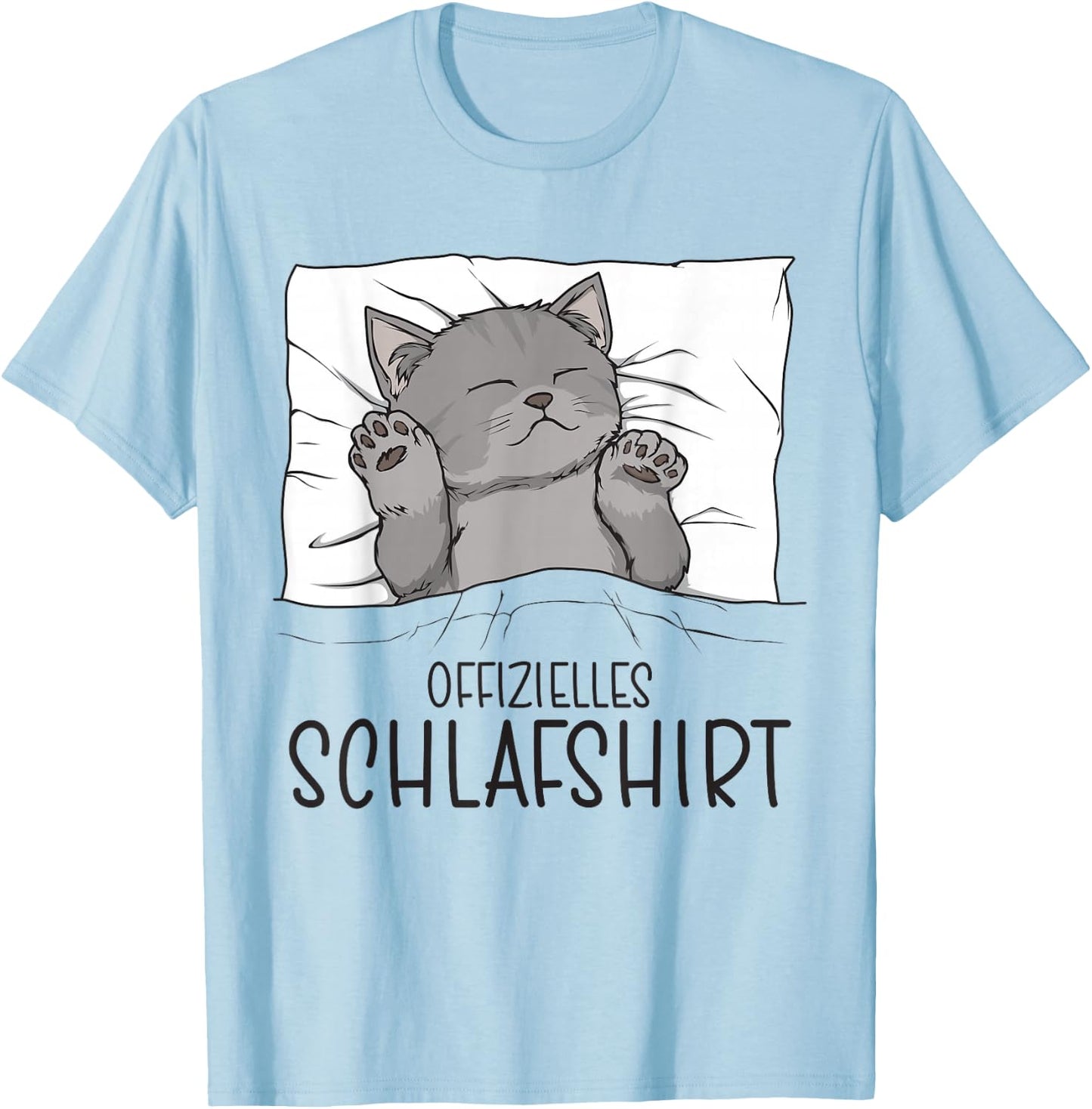 Official Cat Sleep Shirt Pyjamas & Nightdress Cat , White T-Shirt - T-Shirt | Light Blue