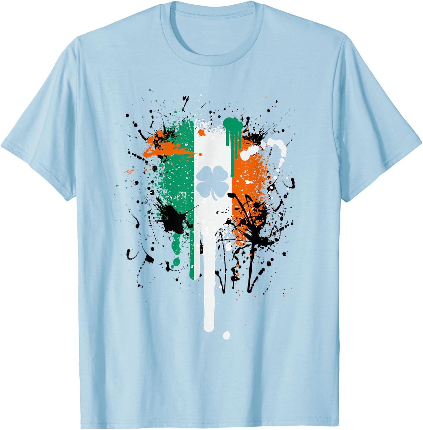 Paintsplash Irish Flag Shirt Ireland Flag Clover Eire , Green T-Shirt - T-Shirt | Light Blue