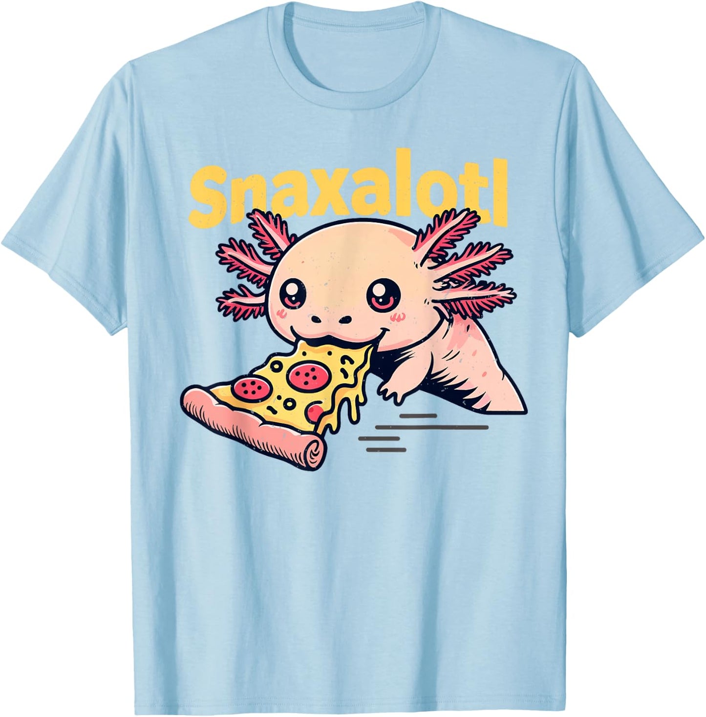 Snaxalotl Funny Axolotl Eating Pizza Snacks Lovers Boys Girl T-Shirt - T-Shirt | Light Blue