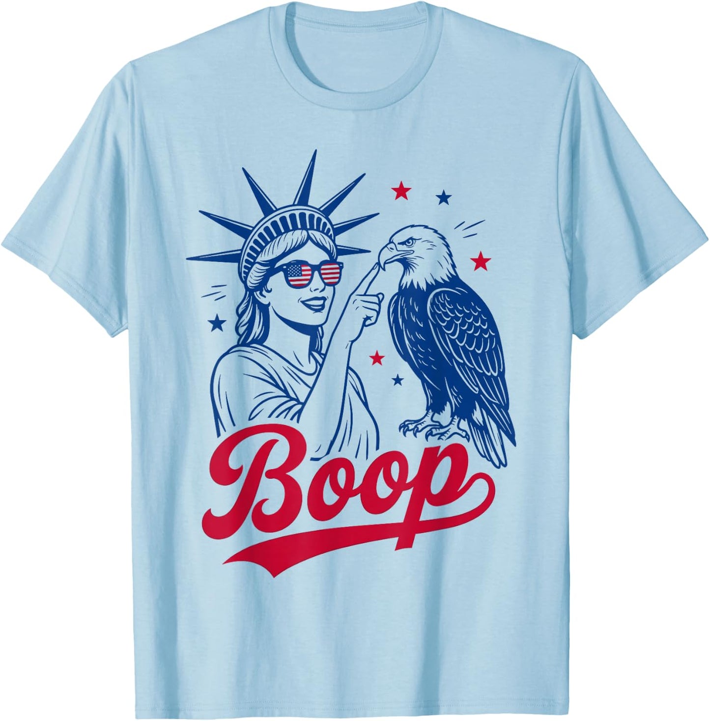 Boop Eagle Vintage USA Retro 4th July Statue of Liberty T-Shirt - T-Shirt | Light Blue