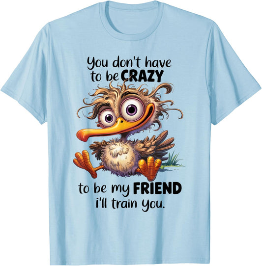 Funny Friend You Don't Have To Be Crazy To Be My Friend T-Shirt - T-Shirt | Light Blue