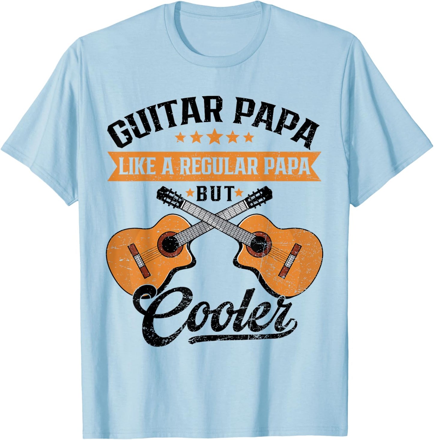 Proud Guitar Papa Like Regular But Cooler Retro Father's Day T-Shirt - T-Shirt | Light Blue