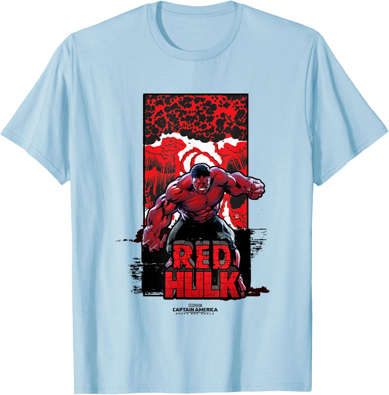 Marvel Captain America: Brave New World Red Hulk Explosion , grey, S T-Shirt - T-Shirt | Light Blue