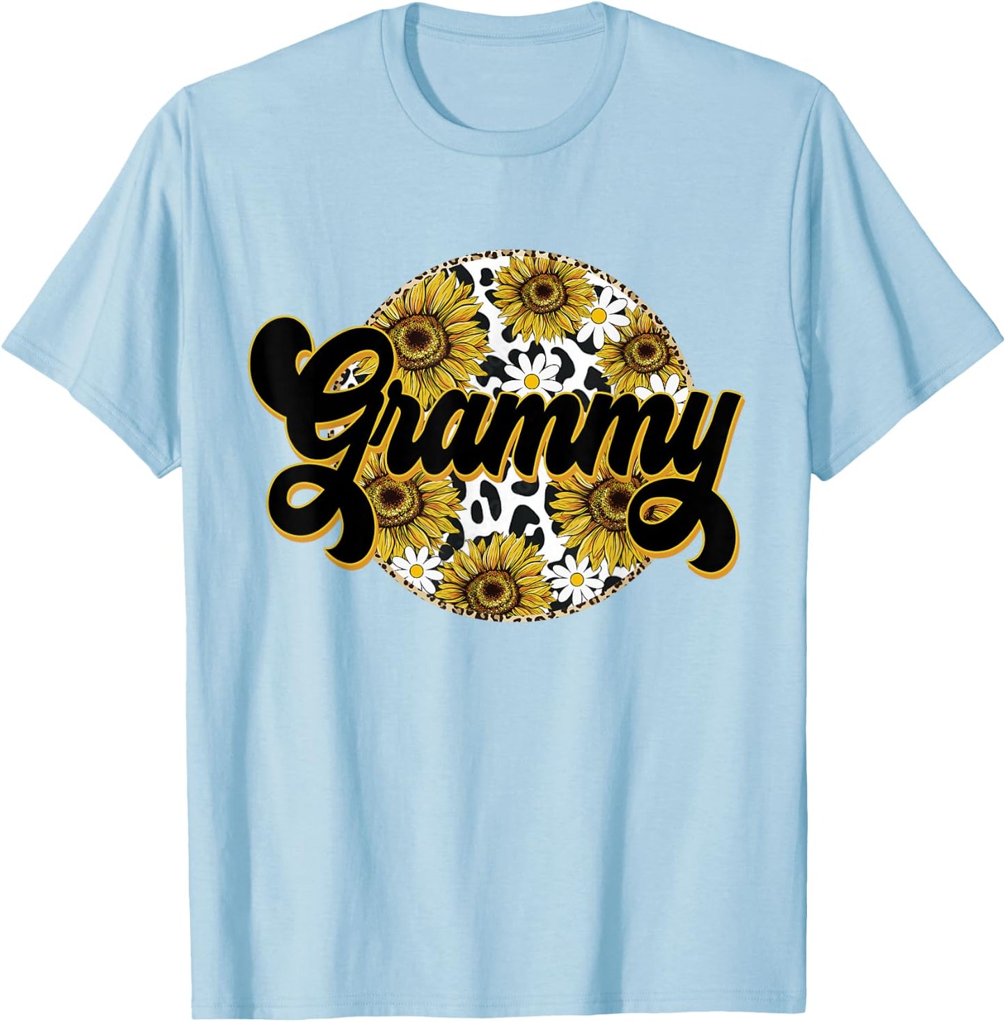 Cute Grammy Cow Print Sunflower Leapard Grandma Mother's day T-Shirt - T-Shirt | Light Blue