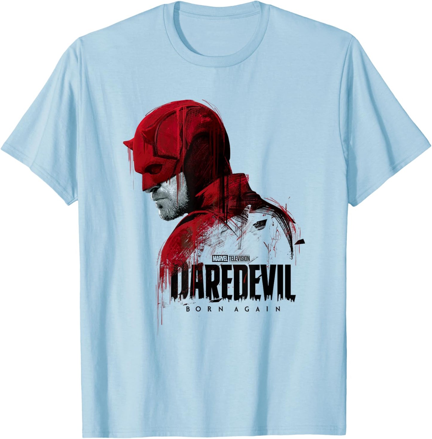 Daredevil Born Again Dripping Side Profile , white, S T-Shirt - T-Shirt | Light Blue