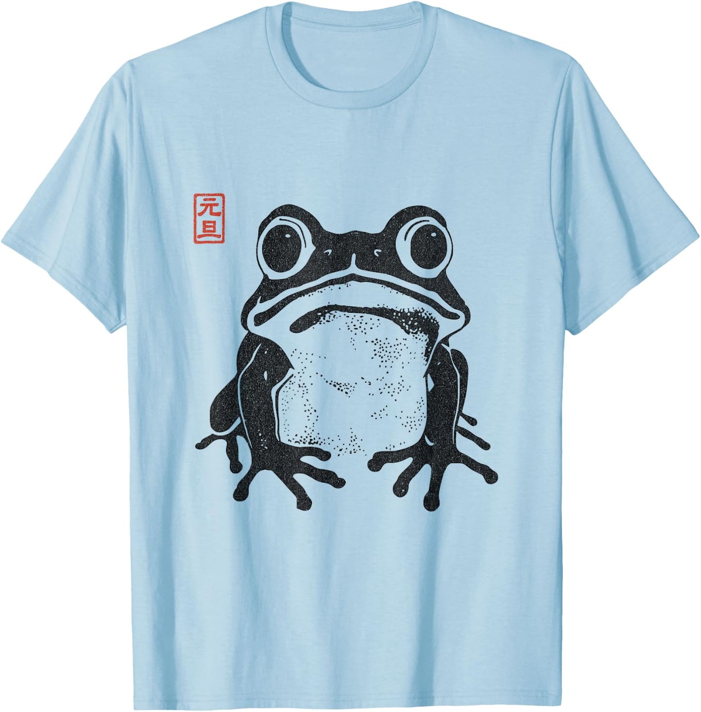 Japanese Aesthetic Frog Grumpy Toad T-Shirt - T-Shirt | Light Blue