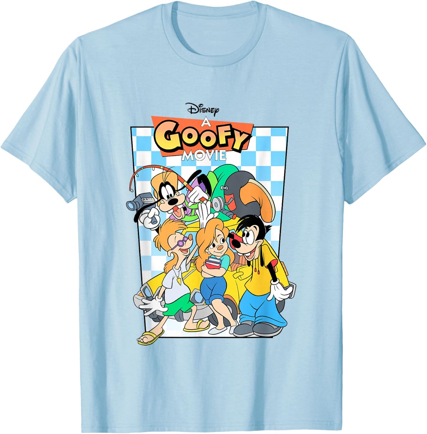 Disney A Goofy Movie Iconic Group Shot Big Chest Poster T-Shirt - T-Shirt | Light Blue