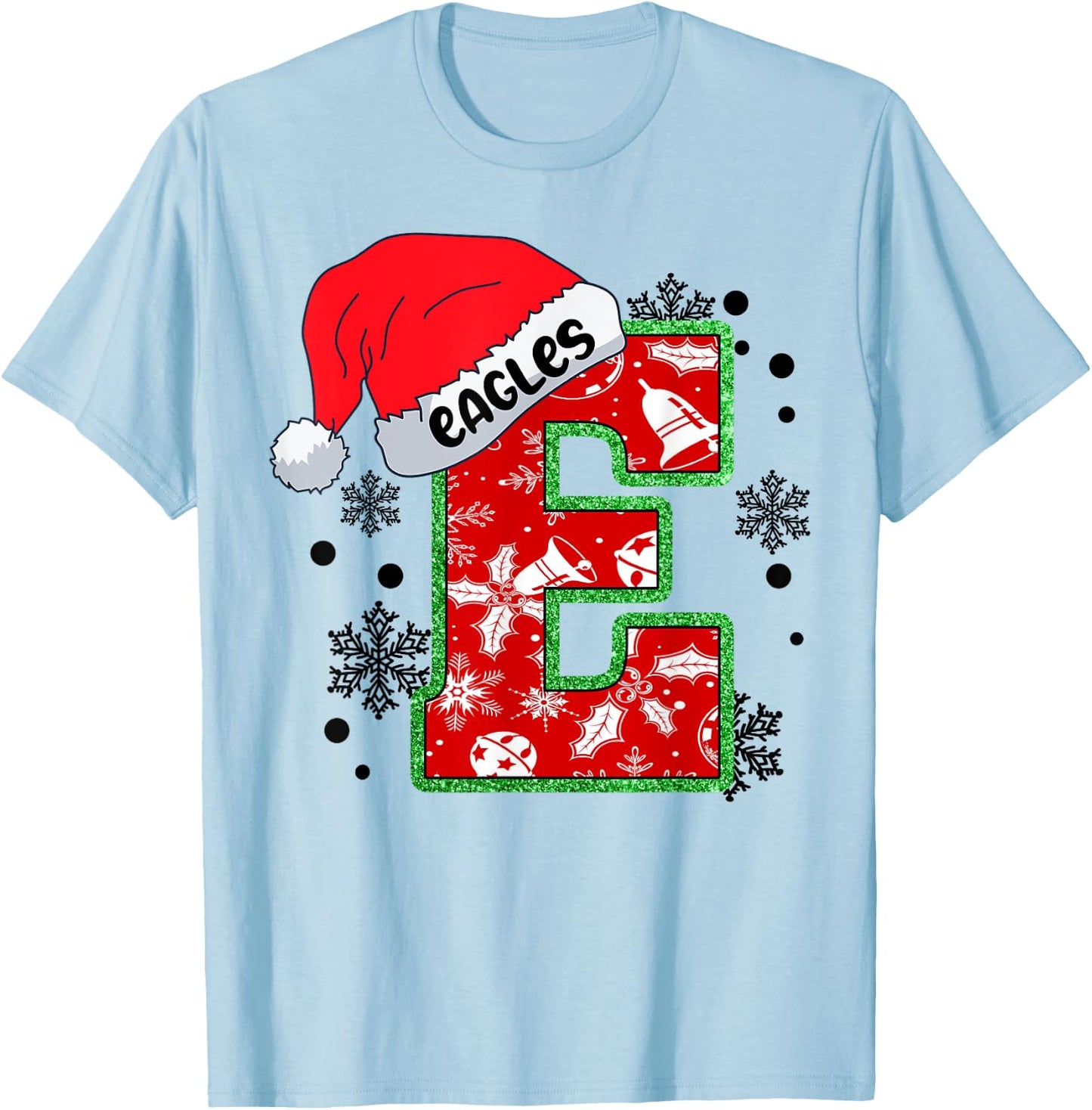 Christmas Mascot Santa Hat Xmas Eagles T-Shirt - T-Shirt | Light Blue