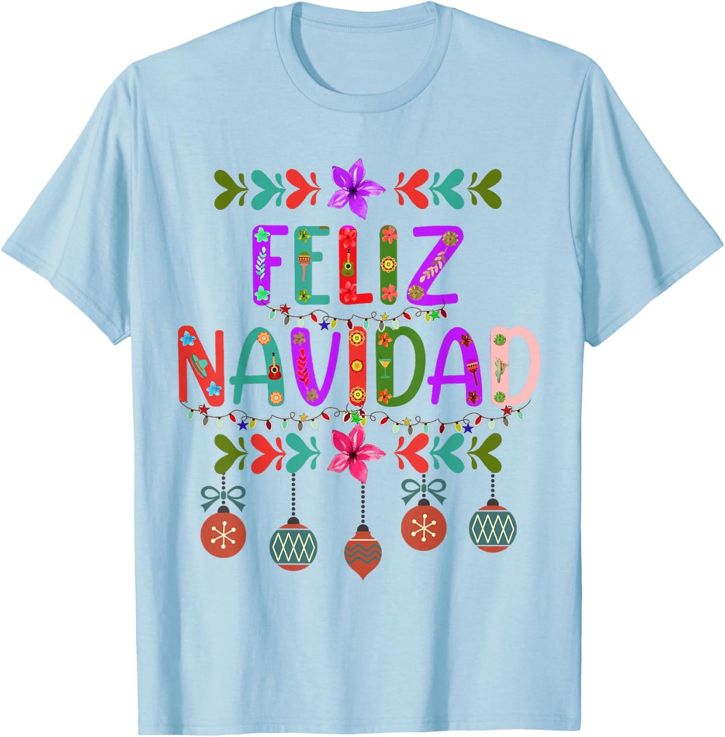 Feliz Navidad Matching Family Spanish Christmas Mexican Xmas T-Shirt - T-Shirt | Light Blue
