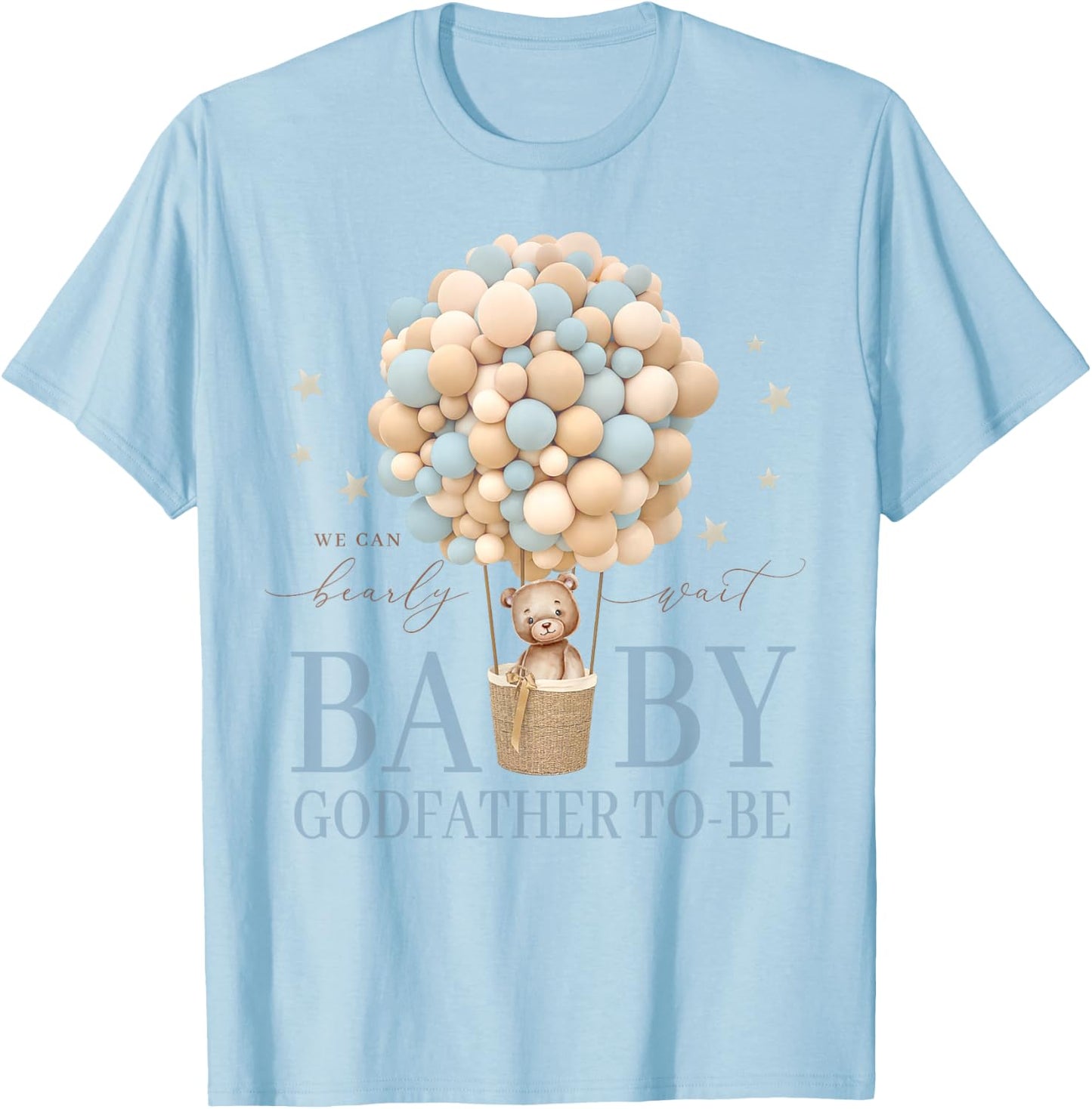 Godfather We Can Bearly Wait Baby Shower Bear Family T-Shirt - T-Shirt | Light Blue