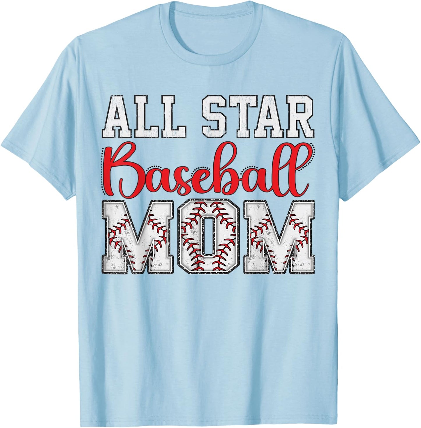 All Star Baseball Mom T-Shirt - T-Shirt | Light Blue
