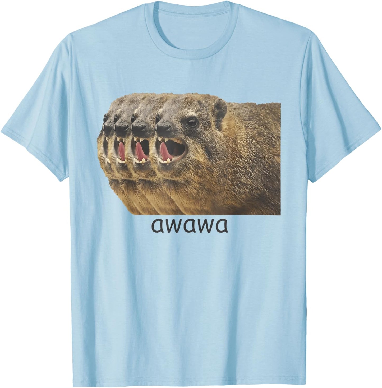 Awawa! Angry Screaming Hyrax Meme T-Shirt - T-Shirt | Light Blue