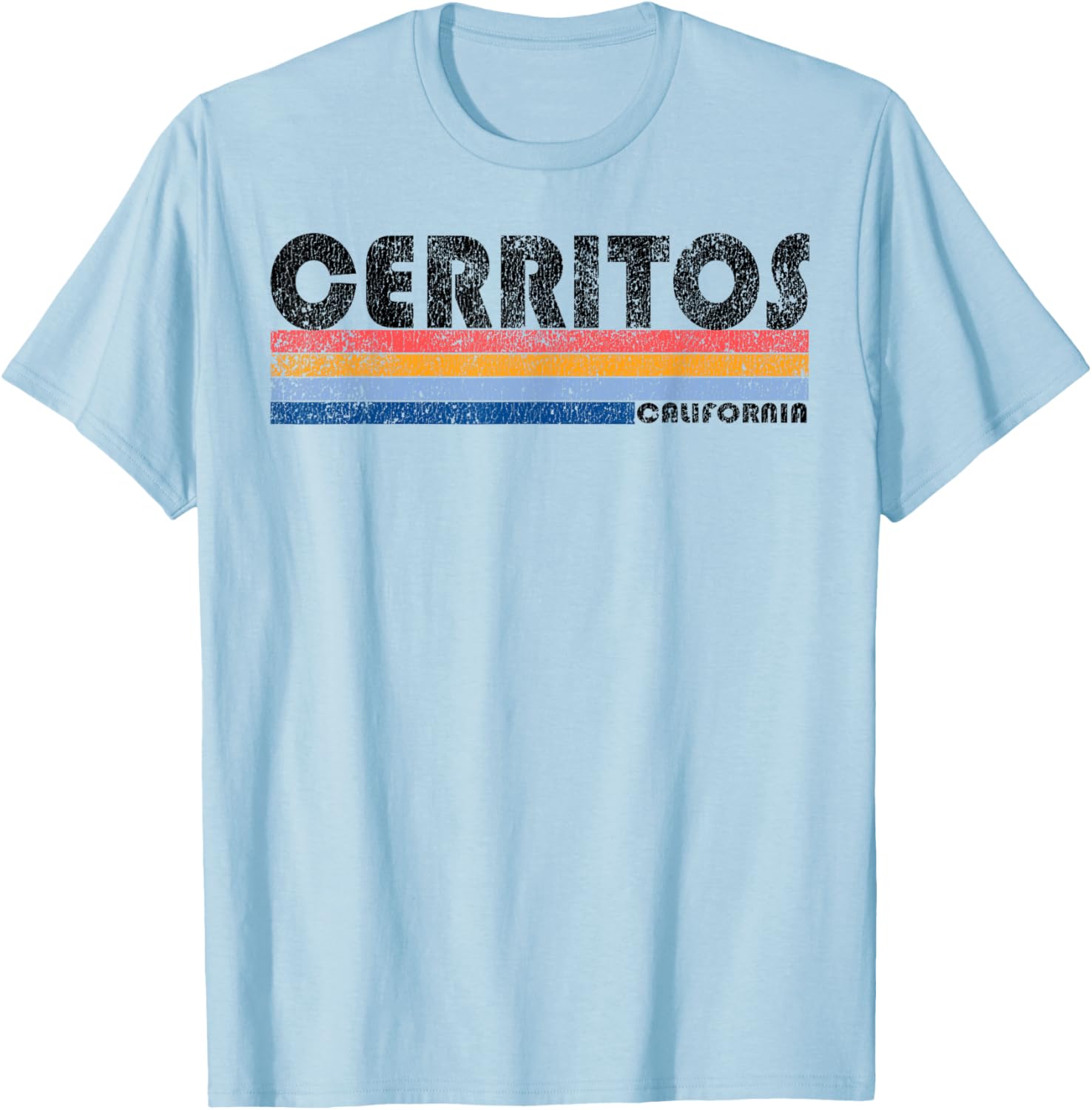 Vintage 1980s Style Cerritos California T-Shirt - T-Shirt | Light Blue