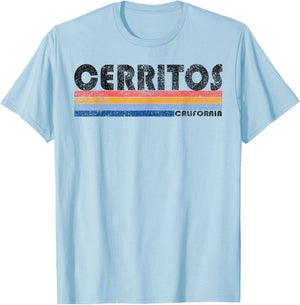 Vintage 1980s Style Cerritos California T-Shirt - T-Shirt | Light Blue