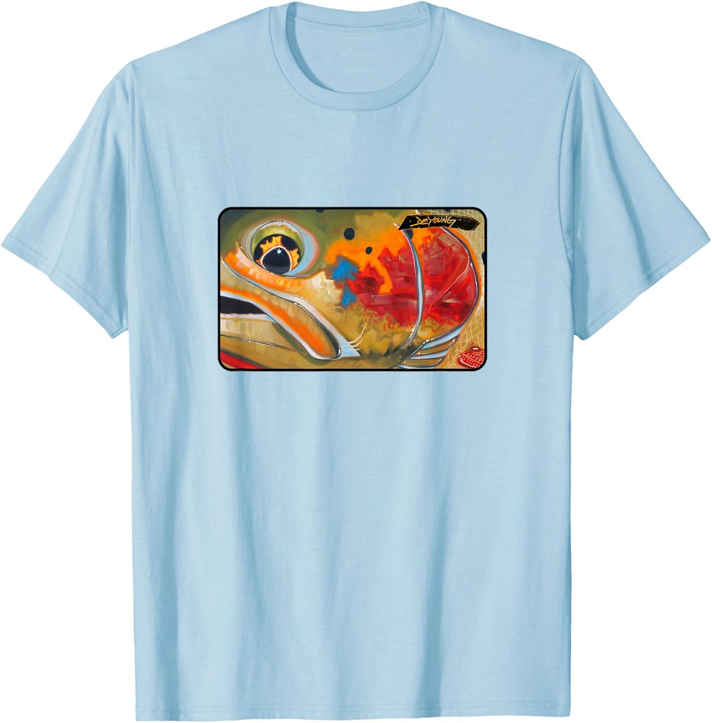 Cutthroat Yellowstone Fly Fishing Derek DeYoung T-Shirt - T-Shirt | Light Blue