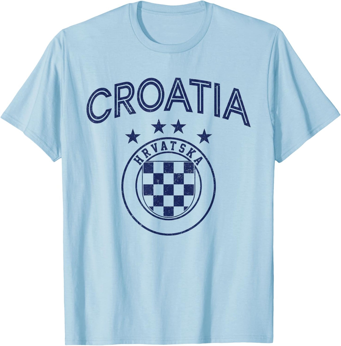 Croatia Hrvatska Flag Zagreb Croatian Jersey Retro T-Shirt - T-Shirt | Light Blue