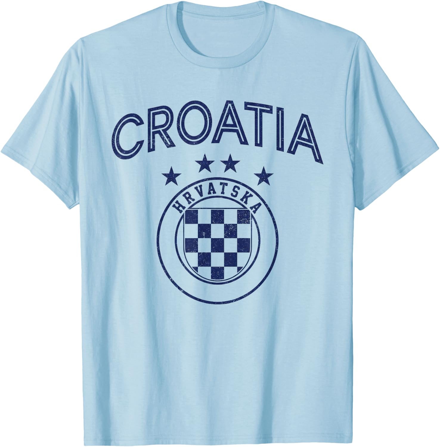 Croatia Hrvatska Flag Zagreb Croatian Jersey Retro T-Shirt - T-Shirt | Light Blue