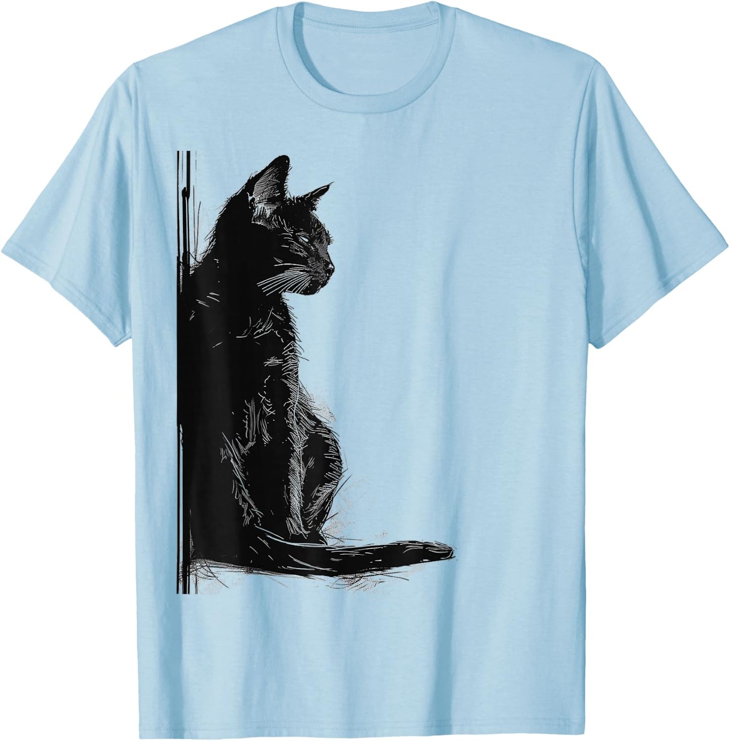 Katze Abstrakte Zeichnung Kunst Tier Illustration Grafik Katze T-Shirt - T-Shirt | Light Blue
