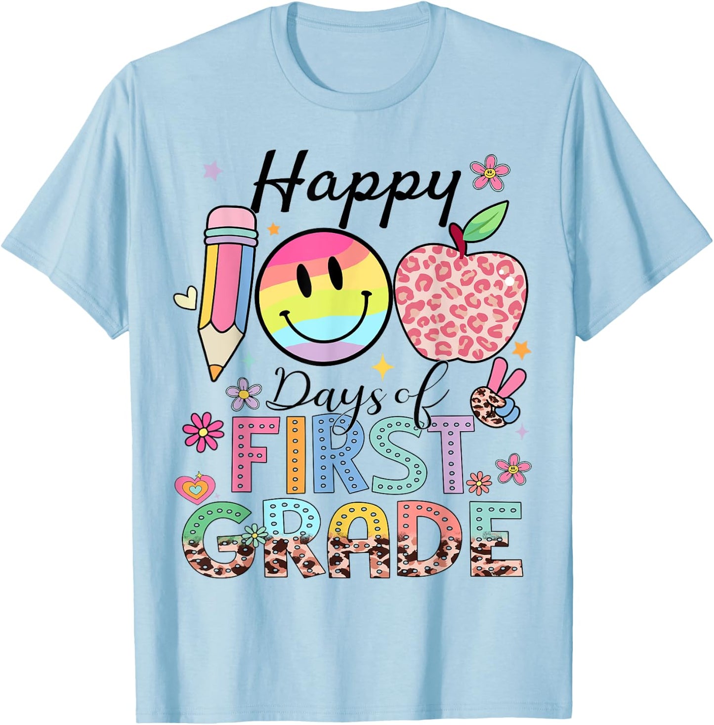 Happy 100 Days 1st Grade Kids Boys Girls 100 Days Smarter T-Shirt - T-Shirt | Light Blue