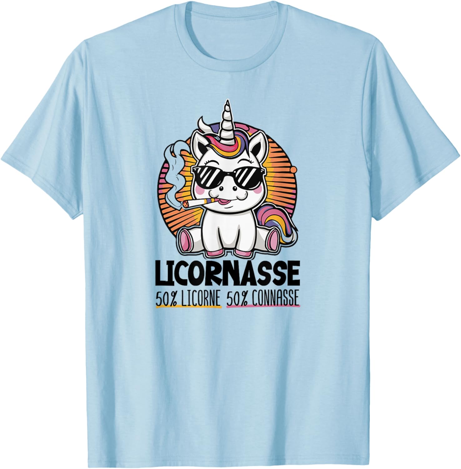 Licornasse Funny Girl Unicorn Connasse Valentine's Day , white, S T-Shirt - T-Shirt | Light Blue