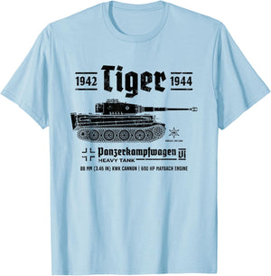 Tiger Panzer PzKpfw VI Second World War Vintage T-Shirt - T-Shirt | Light Blue