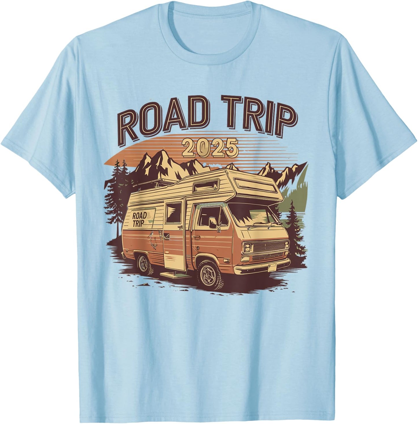 Gift Road Trip 2025 In Camper or Van Retro Vintage Family , white, S T-Shirt - T-Shirt | Light Blue