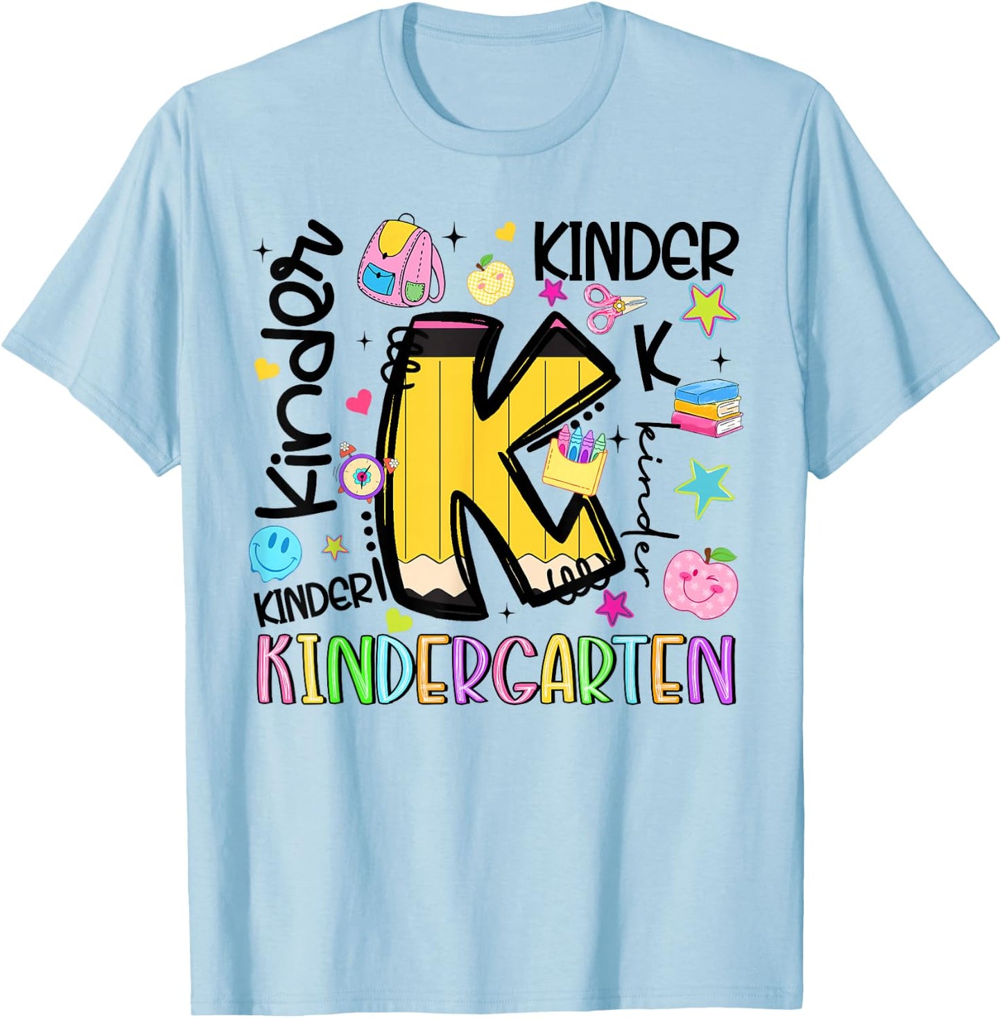 Back to School Kindergarten Pencil Boy Girl Teacher Kids T-Shirt - T-Shirt | Light Blue