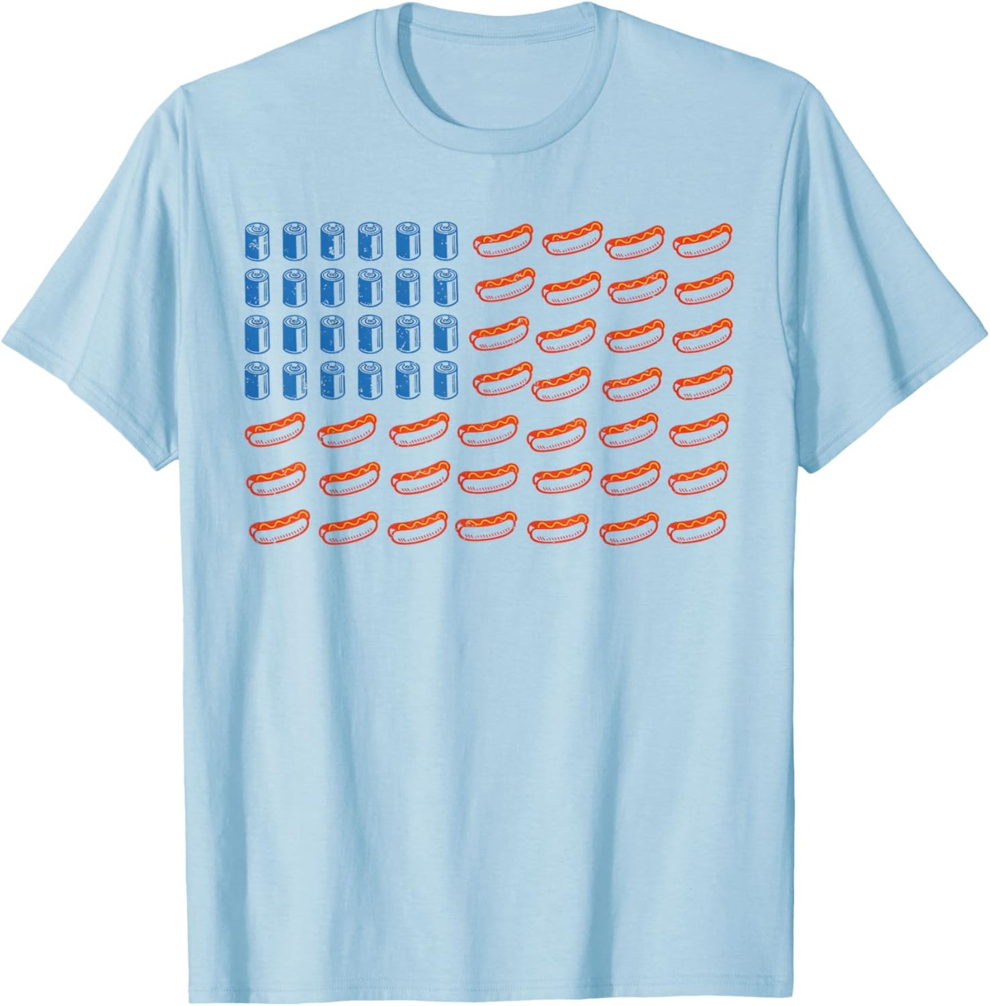 Hot Dog American Flag Patriotic Funny 4th of July BBQ T-Shirt - T-Shirt | Light Blue