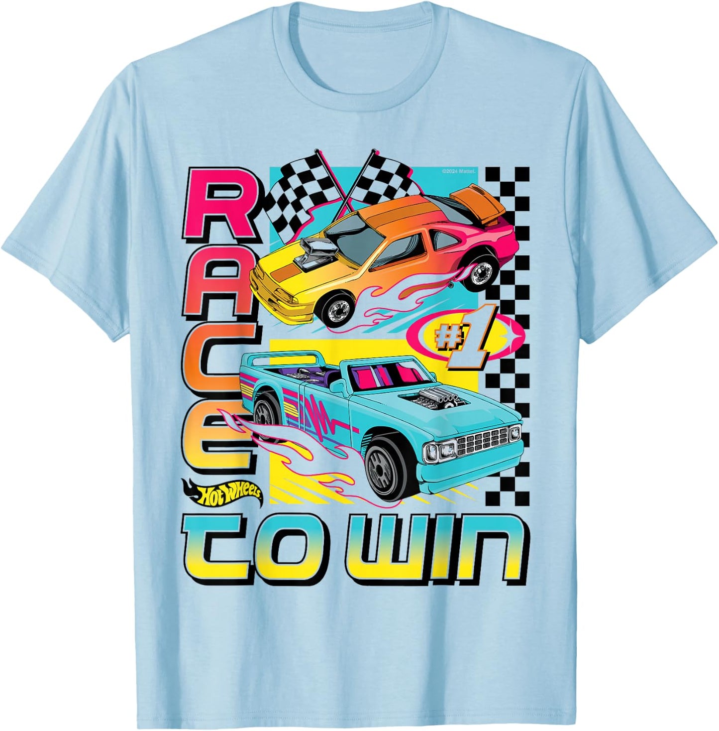 Hot Wheels — Rennen um den Sieg in flammenden Autos T-Shirt - T-Shirt | Light Blue