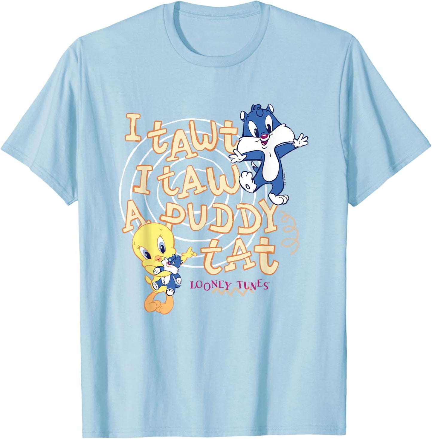 Looney Tunes I Tawt I TAW A Puddy Tat Baby Tweety Sylvester T-Shirt - T-Shirt | Light Blue