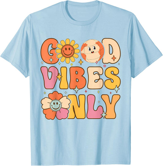 Good Vibes Only Peace Love 60s 70s Tie Dye Groovy Hippie T-Shirt - T-Shirt | Light Blue
