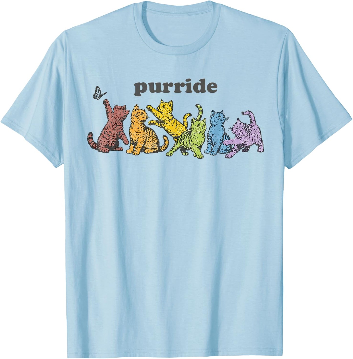 Purride Cats LGBTQ Rainbow Pride Month Pet Lover T-Shirt - T-Shirt | Light Blue