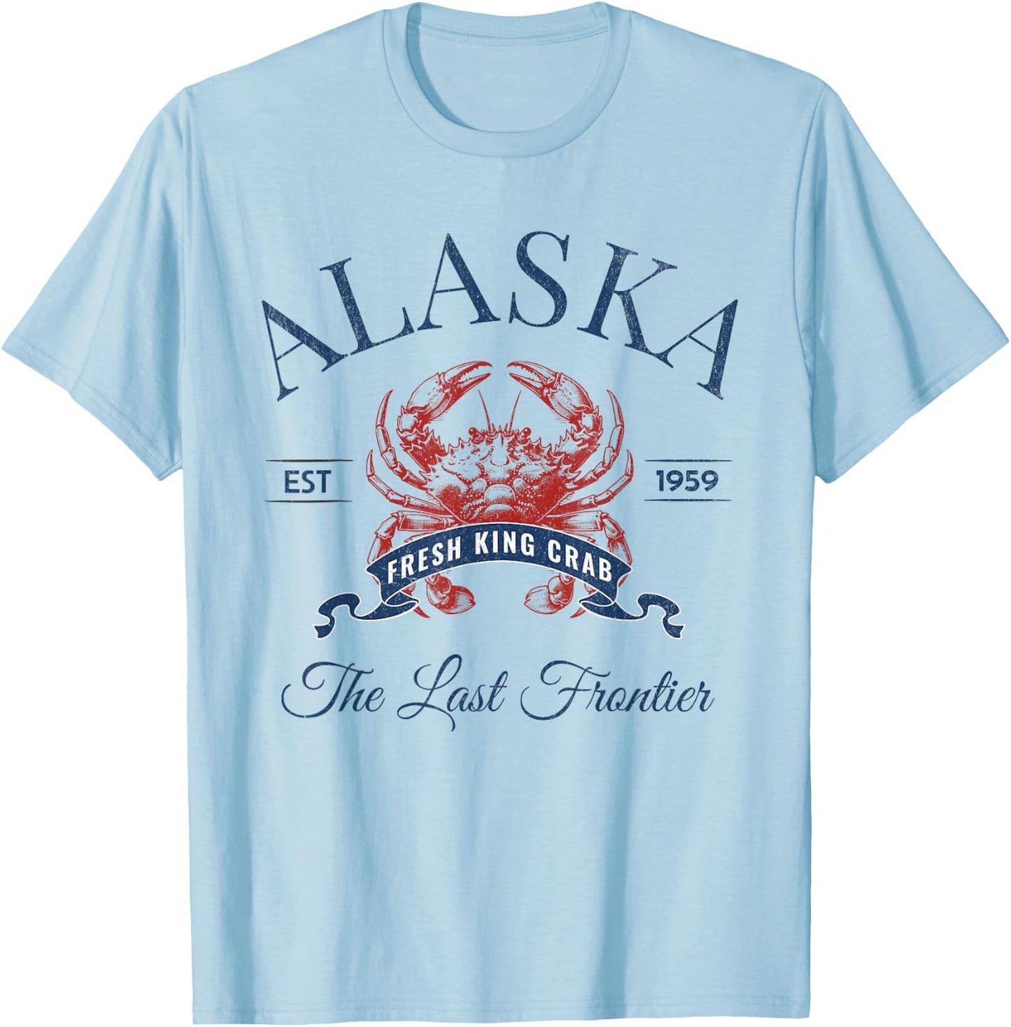 Alaska EST 1959 King Crab Retro Trendy Fisherman Aesthetic T-Shirt - T-Shirt | Light Blue