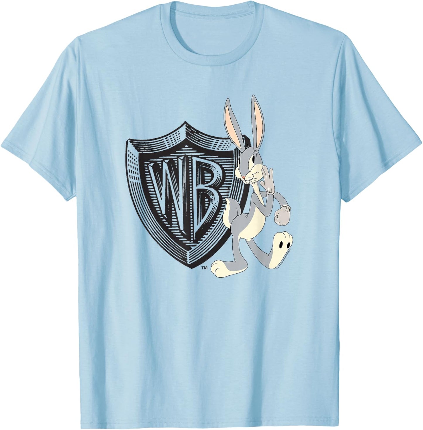 WB100 Looney Tunes Bugs Bunny Vintage Warner Bros. Logo T-Shirt - T-Shirt | Light Blue