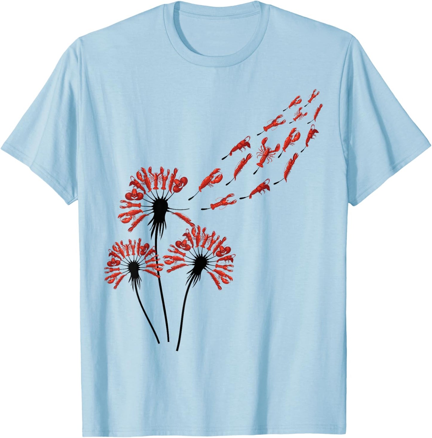 Flower Dandelion Lobsters Shirt for Lobster Lover | Lobster T-Shirt - T-Shirt | Light Blue
