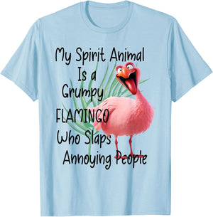 My Spirit Animal Is Grumpy Flamingo Slaps Annoying People T-Shirt - T-Shirt | Light Blue