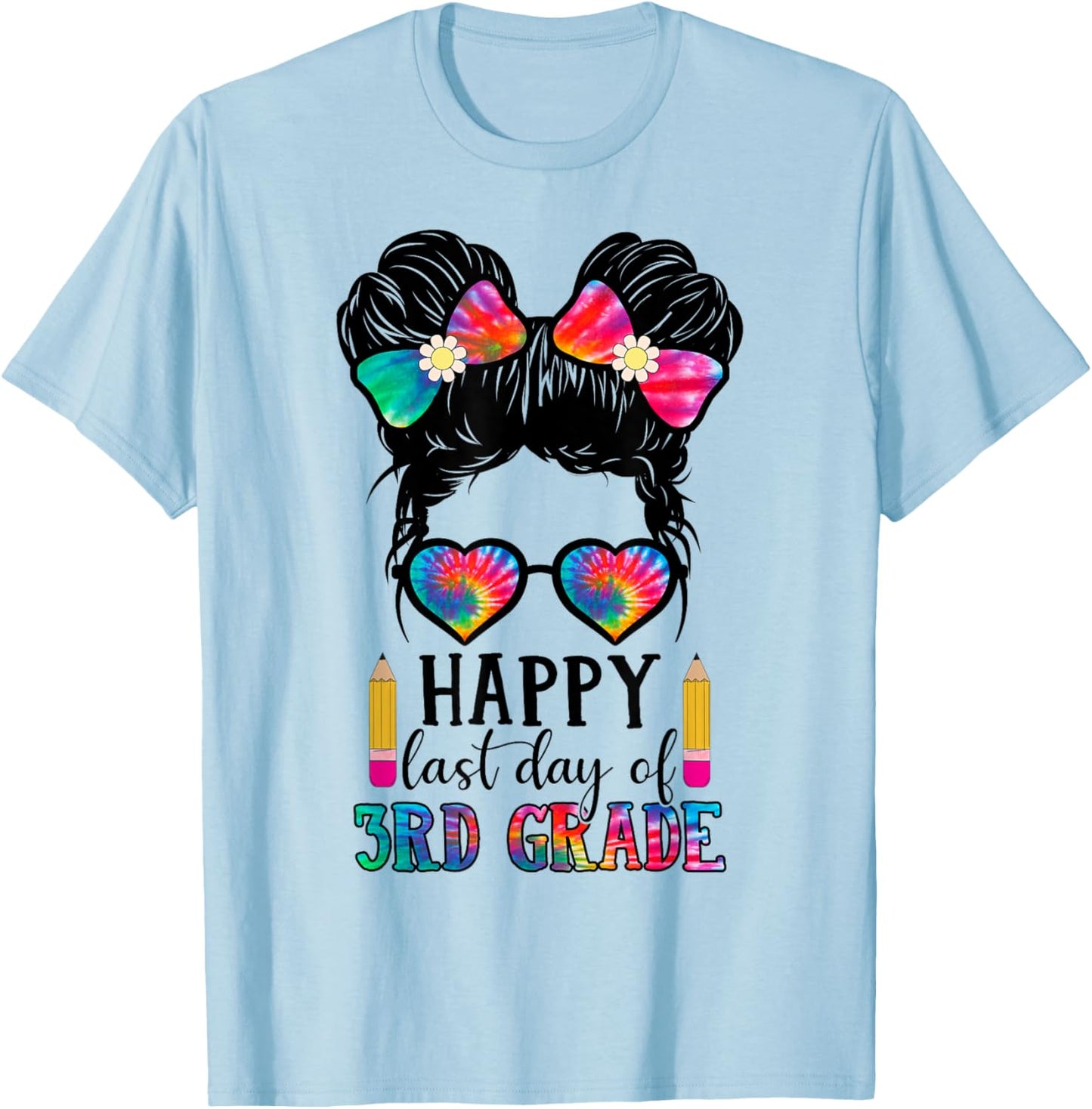 Last Day Of School Tie Dye Last Day Of 3rd Grade For Kids T-Shirt - T-Shirt | Light Blue