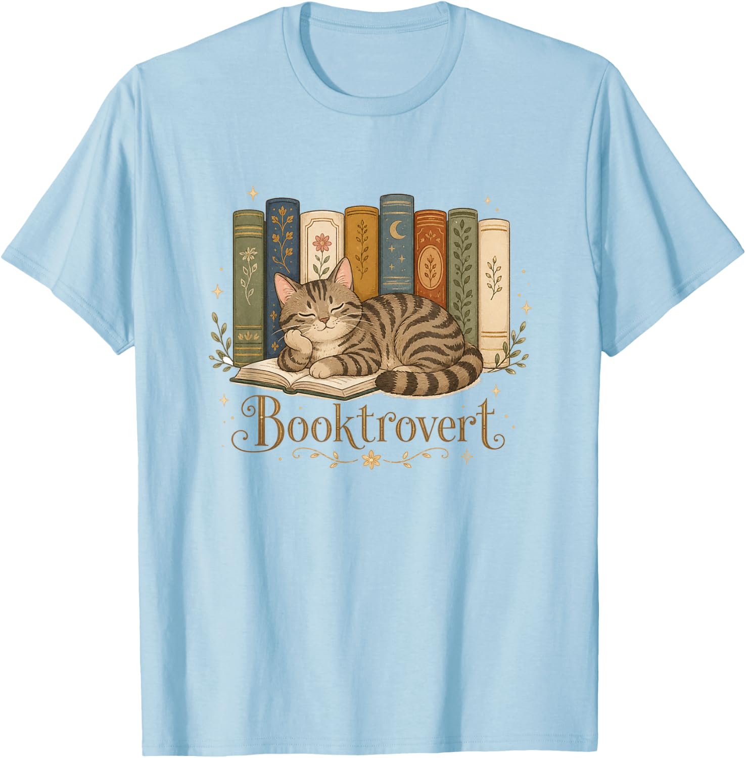 Reading Book Lover Cute Cat Mom Librarian Booktrovert T-Shirt - T-Shirt | Light Blue