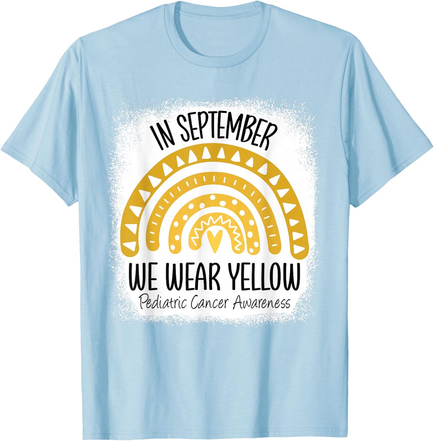 Rainbow September We Wear Yellow Pediatric Cancer Awareness T-Shirt - T-Shirt | Light Blue