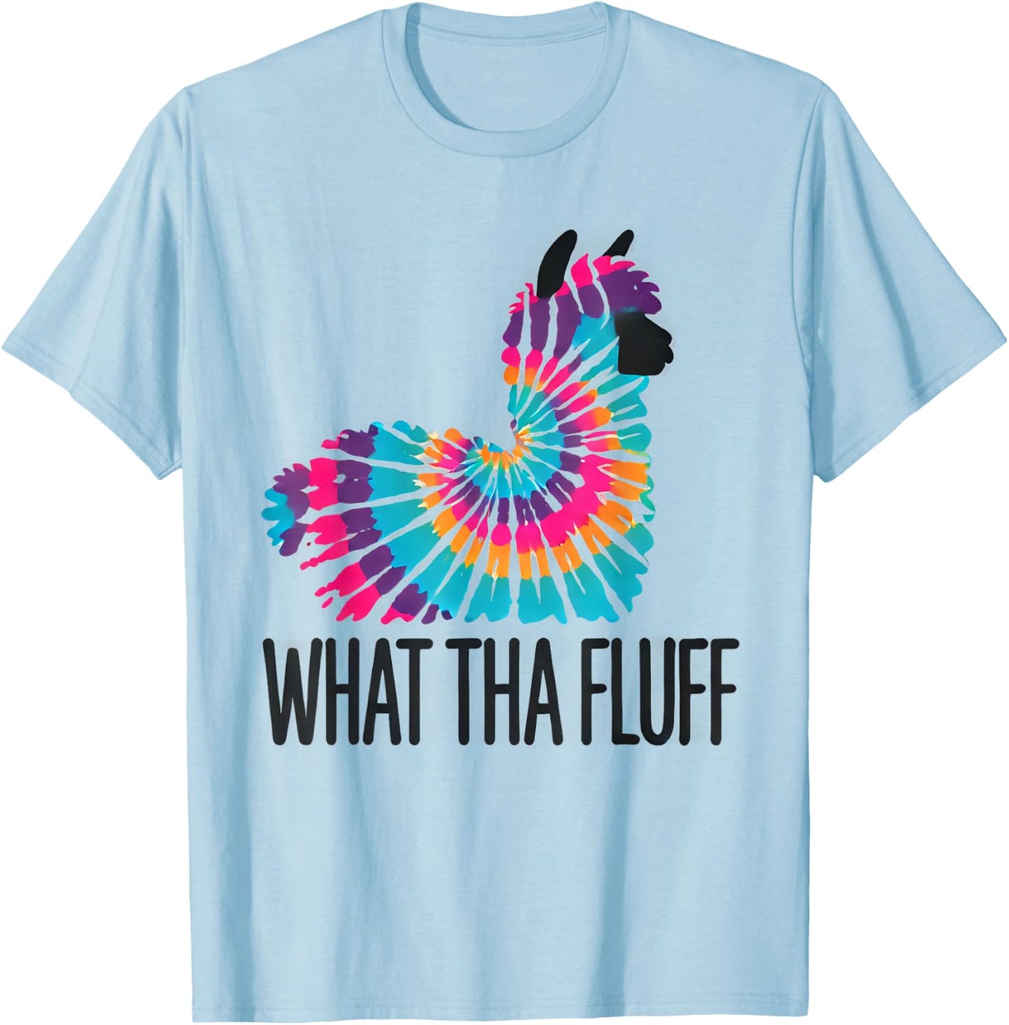 What Tha Fluff Alpaca Tie Dye Funny Fluffy Animal T-Shirt - T-Shirt | Light Blue