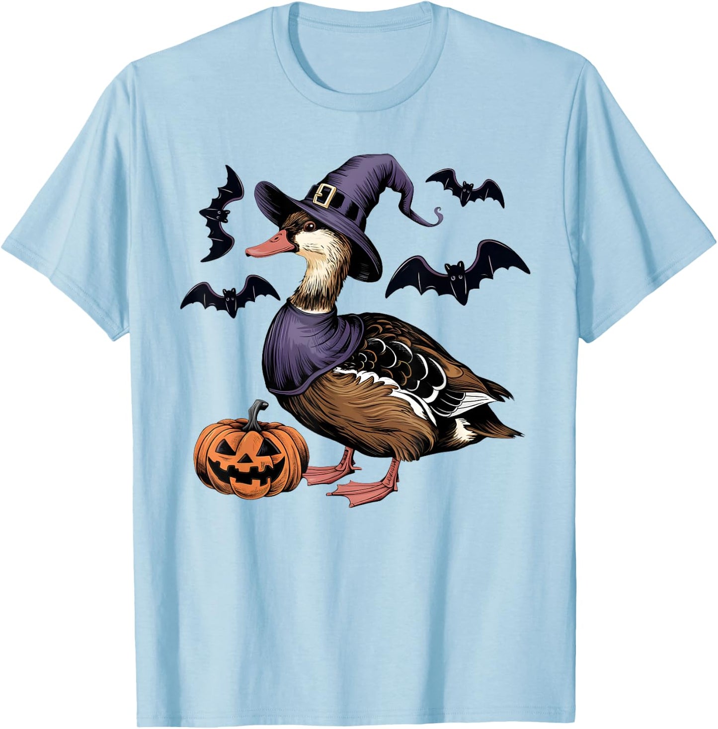 Muscovy Duck Bird Halloween Costume Scary Pumpkin Bat Witch T-Shirt - T-Shirt | Light Blue
