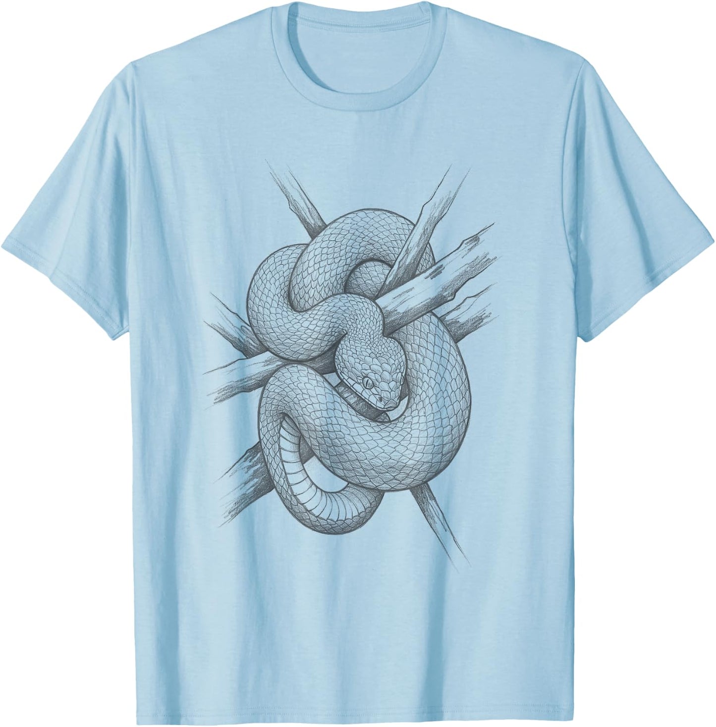 Vintage Boomslang Snake Hand Drawn Art Design T-Shirt - T-Shirt | Light Blue