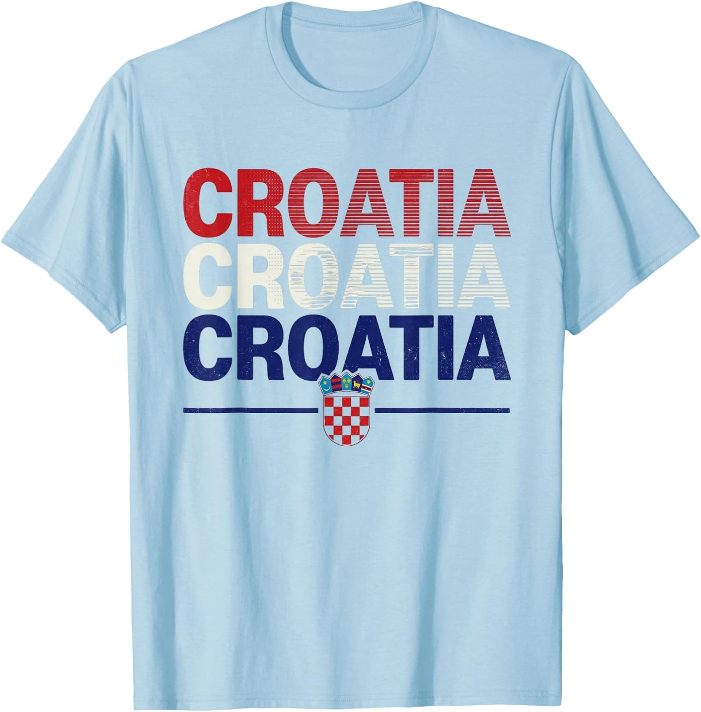 Croatia Hrvatska Flag Zagreb Croatian Jersey Retro T-Shirt - T-Shirt | Light Blue