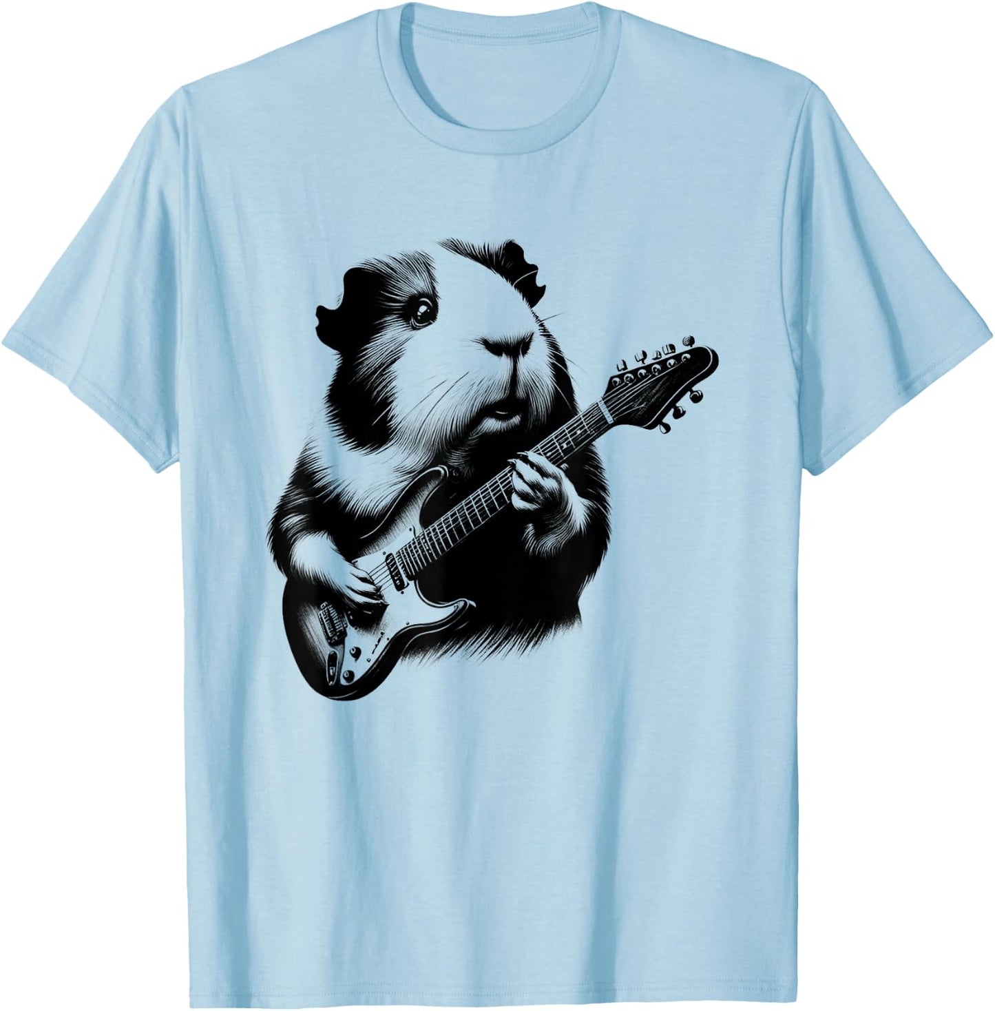 Guinea Pig Playing Electric Guitar Rock Star Guitarist T-Shirt - T-Shirt | Light Blue