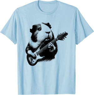 Guinea Pig Playing Electric Guitar Rock Star Guitarist T-Shirt - T-Shirt | Light Blue